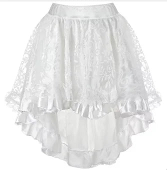 Women's Steampunk High-Low Victorian Pirate Skirt with Lace Trim