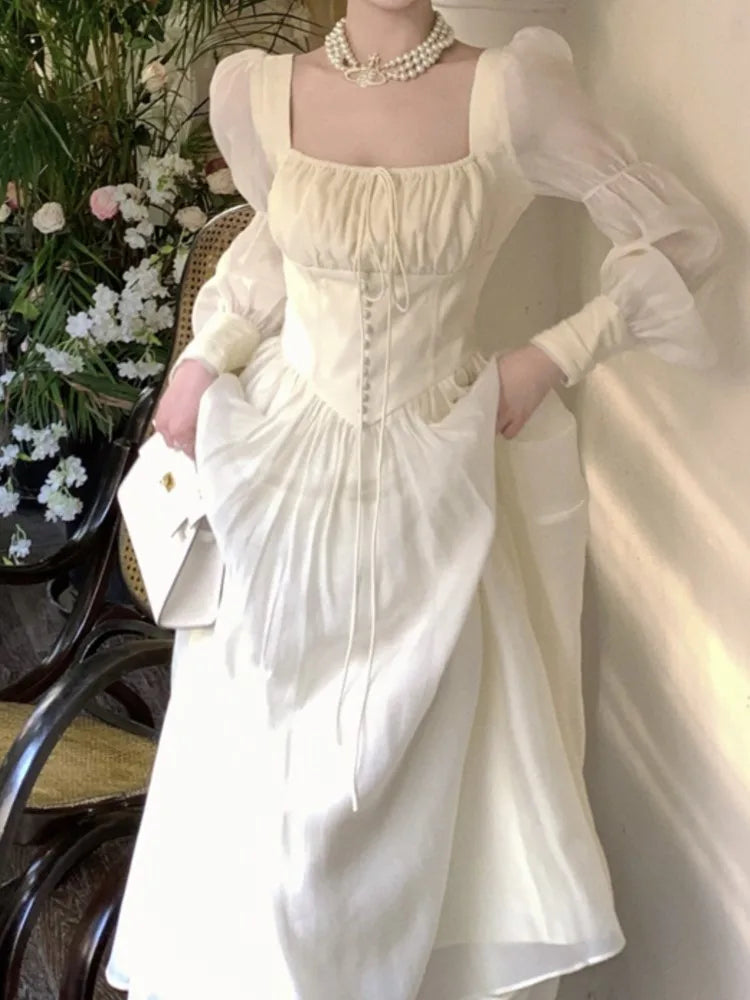 Elegant 1950s Vintage Floral Tea Dress with Lace Trim & Pleated Skirt - Lovez Aqua© - 