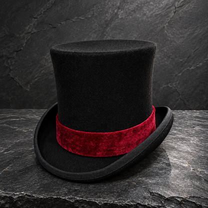 Men’s & Women’s Victorian Wool Felt Top Hat with Ribbon Band