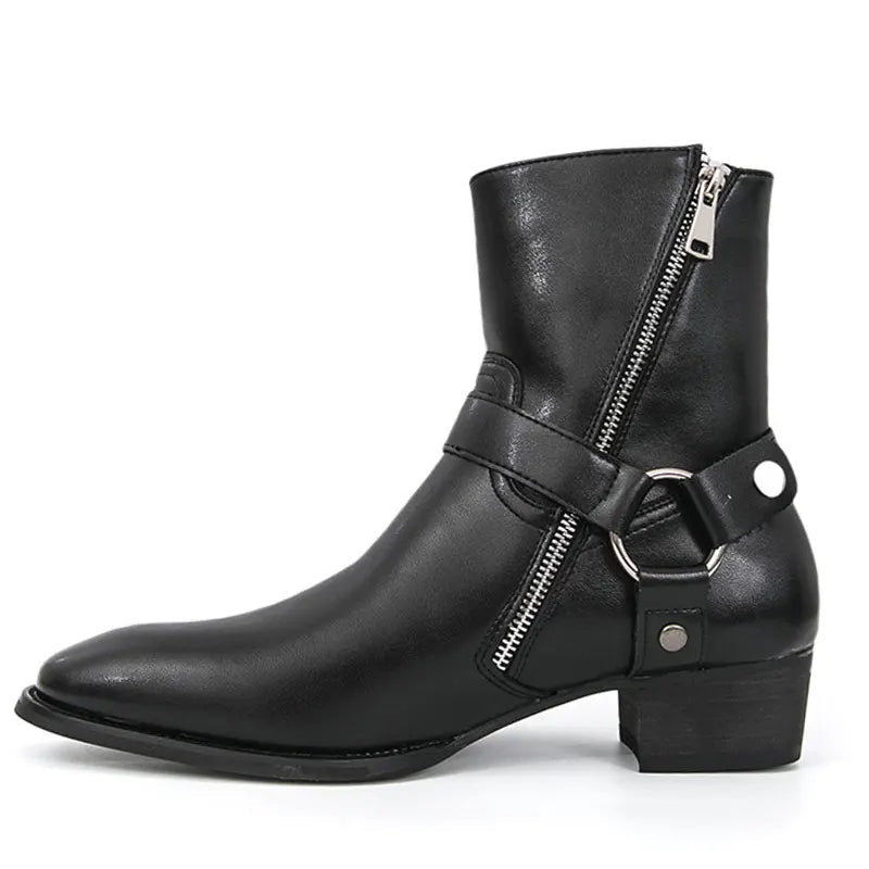 mens harness boots, men's harness boots, chain harness boots, black harness boots, harness ankle boots, mens ankle boots, men's ankle boots, black ankle boots men, mens black boots, men's black boots, O ring boots, O-ring harness boots, chain boots men, side zip boots, zip ankle boots, gothic mens boots, gothic boots men, western ankle boots, western inspired boots, biker ankle boots, moto boots men, alternative mens shoes, dark romantic fashion, vintage inspired menswear, gothic menswear