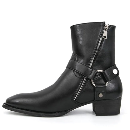 mens harness boots, men's harness boots, chain harness boots, black harness boots, harness ankle boots, mens ankle boots, men's ankle boots, black ankle boots men, mens black boots, men's black boots, O ring boots, O-ring harness boots, chain boots men, side zip boots, zip ankle boots, gothic mens boots, gothic boots men, western ankle boots, western inspired boots, biker ankle boots, moto boots men, alternative mens shoes, dark romantic fashion, vintage inspired menswear, gothic menswear