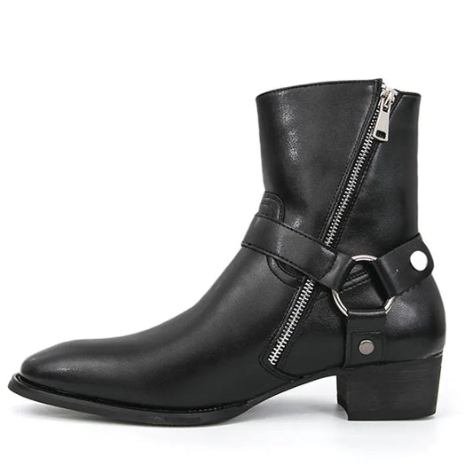 mens harness boots, men's harness boots, chain harness boots, black harness boots, harness ankle boots, mens ankle boots, men's ankle boots, black ankle boots men, mens black boots, men's black boots, O ring boots, O-ring harness boots, chain boots men, side zip boots, zip ankle boots, gothic mens boots, gothic boots men, western ankle boots, western inspired boots, biker ankle boots, moto boots men, alternative mens shoes, dark romantic fashion, vintage inspired menswear, gothic menswear