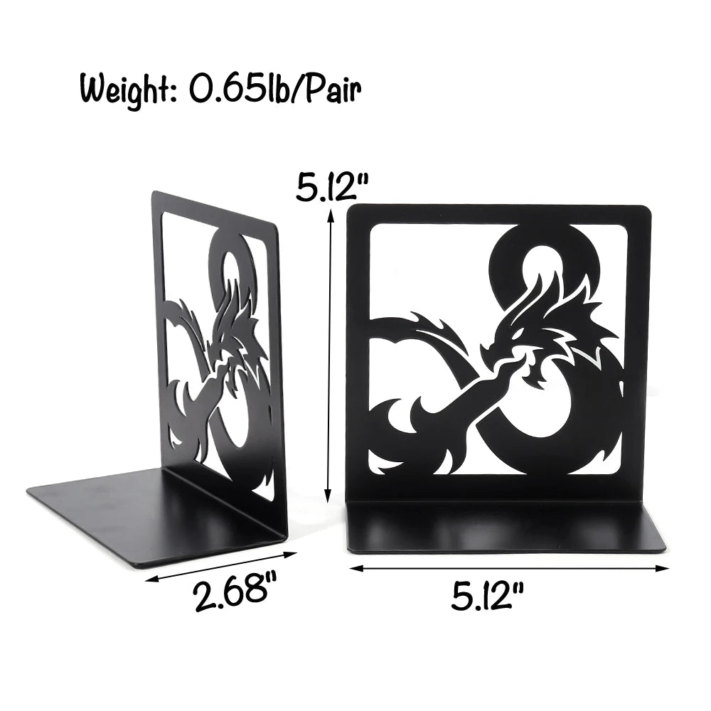 Fourth Wing Fire Dragon Hollow Black Iron Shelf Bookends (2 Pcs) - Fourth Wing - Black