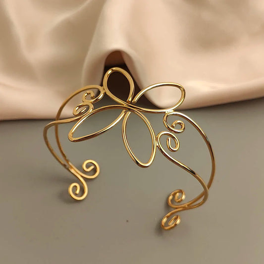 Women’s Gold-Tone Butterfly Scrollwork Open Cuff Bracelet
