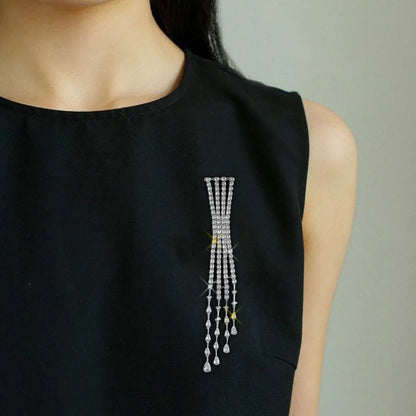 Exquisite Crystal Shoulder Chain Women's Long Tassel Brooch