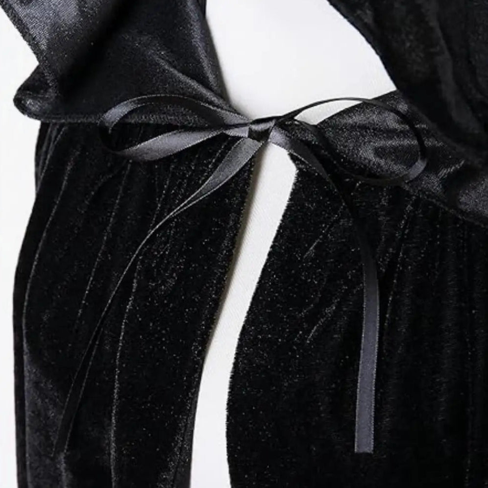 Medieval Renaissance Velvet Long Floor Length Hooded Unisex Cloak with Tie