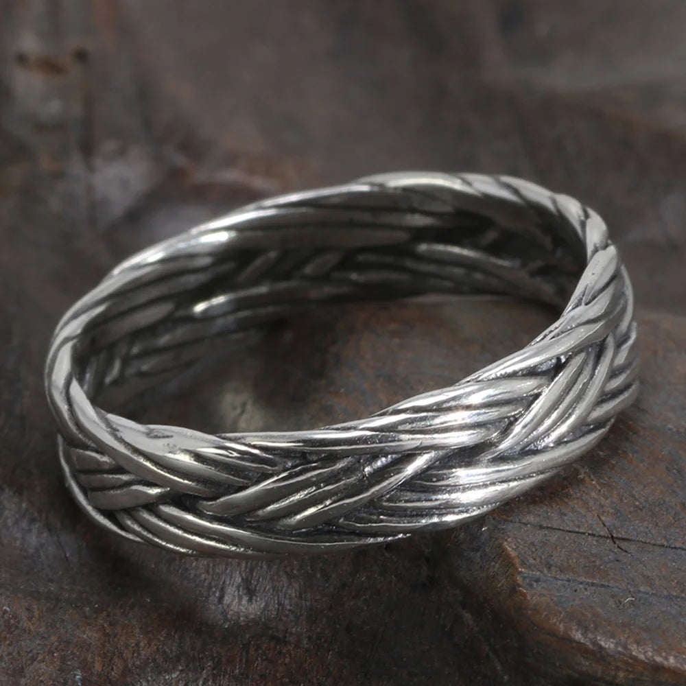 Men's S925 Sterling Silver Norse Viking Double Braided Heritage Style Ring