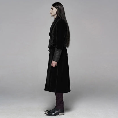 Men’s Gothic Renaissance Velvet Jacquard Slim-Fit Medium-Length Aristocrat Coat