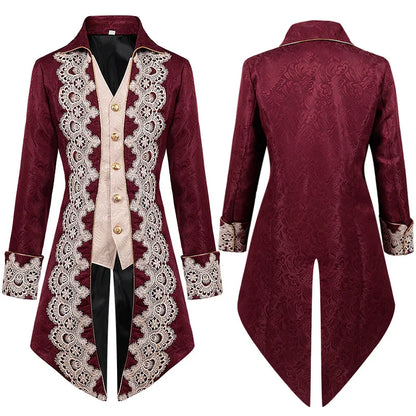 Men’s Aristocratic Renaissance Edwardian Tailcoat Jacket – Regency Brocade Frock Coat