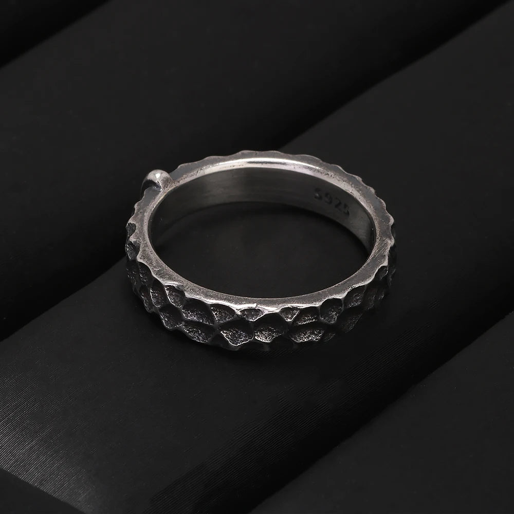 S925 Sterling Silver Outlander Claire Fraser Distressed Vintage Wedding Ring - Outlander - 