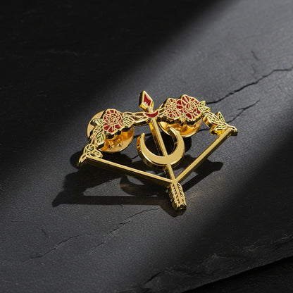 Women’s Rose Bow & Arrow Enamel Pin | Crescent Moon Fantasy Archer