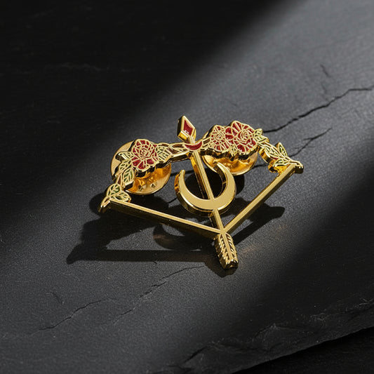 Women’s Rose Bow & Arrow Enamel Pin | Crescent Moon Fantasy Archer