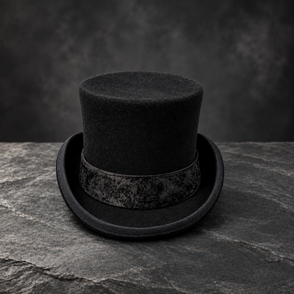 Men’s & Women’s Victorian Wool Felt Top Hat with Ribbon Band