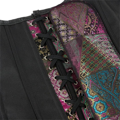 Luxury Victorian Gothic Steampunk Overbust Jacquard Bustier Lace-Up Corset