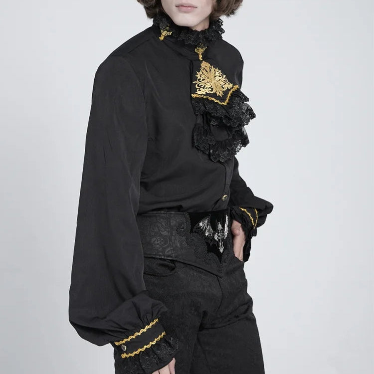 mens gothic shirt, men's gothic shirt, gothic jabot shirt, mens jabot shirt, men's jabot shirt, lace jabot shirt, Victorian shirt men, Victorian mens shirt, Victorian inspired shirt, gothic ruffle shirt, mens ruffle shirt, white gothic shirt, black and white shirt, gothic dress shirt, romantic menswear, dark romantic fashion, gothic menswear, alternative menswear, aristocratic shirt, high collar shirt men, stand collar shirt, lace shirt men, gothic lace shirt, long sleeve gothic shirt, vintage inspired mens