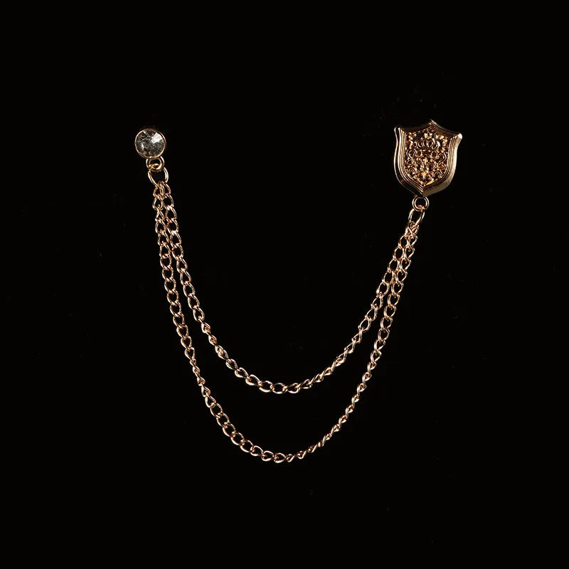 Men’s Vintage Pocket Watch & Antique Key Fob Chain Brooch Lapel Pin