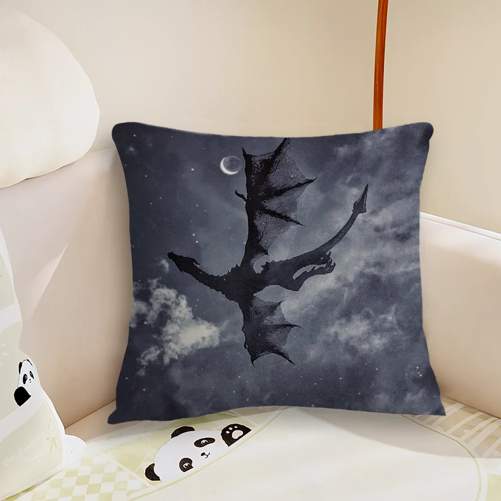 Fourth Wing Rebecca Yarros Fantasy Book Dragon Riders Cushion Cover - Lovez Aqua© - 
