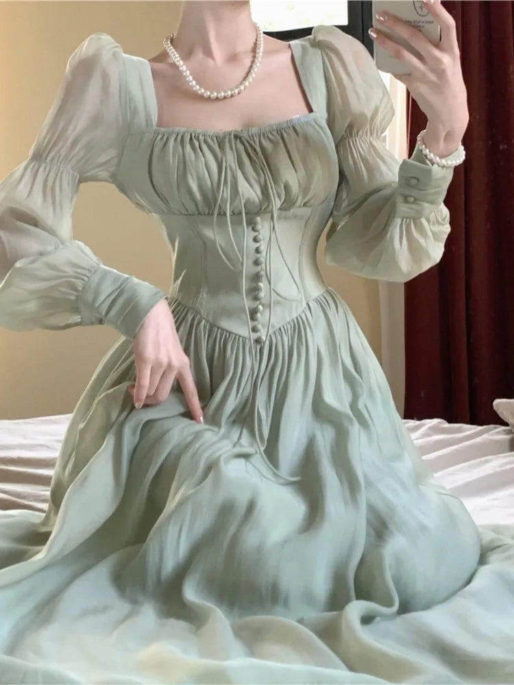Elegant 1950s Vintage Floral Tea Dress with Lace Trim & Pleated Skirt - Lovez Aqua© - 
