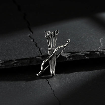Women’s & Men’s Vintage Archer Bow and Arrow Brooch | Rhinestone Quiver Pin