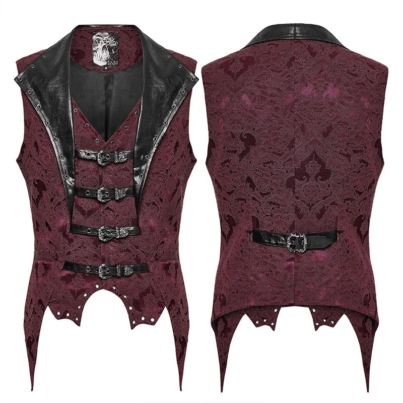 mens gothic waistcoat, vampire outfit, lovezaqua, men's gothic waistcoat, gothic waistcoat men, mens gothic vest, men's gothic vest, gothic jacquard vest, jacquard waistcoat men, jacquard vest men, burgundy gothic vest, burgundy waistcoat, black burgundy vest, buckle waistcoat, buckle vest men, gothic buckle vest, multi buckle vest, bat hem waistcoat, bat hem vest, pointed hem waistcoat, gothic formalwear, gothic menswear, alternative menswear, Victorian inspired menswear, Victorian gothic vest, romantic go