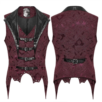 mens gothic waistcoat, vampire outfit, lovezaqua, men's gothic waistcoat, gothic waistcoat men, mens gothic vest, men's gothic vest, gothic jacquard vest, jacquard waistcoat men, jacquard vest men, burgundy gothic vest, burgundy waistcoat, black burgundy vest, buckle waistcoat, buckle vest men, gothic buckle vest, multi buckle vest, bat hem waistcoat, bat hem vest, pointed hem waistcoat, gothic formalwear, gothic menswear, alternative menswear, Victorian inspired menswear, Victorian gothic vest, romantic go
