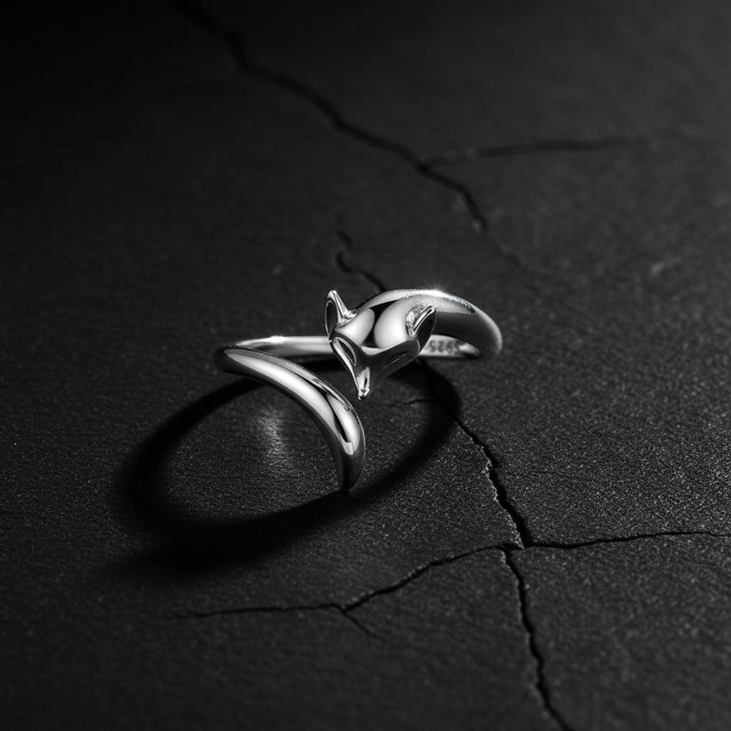 Women’s 925 Sterling Silver Fox Adjustable Wrap Ring
