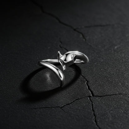 Women’s 925 Sterling Silver Fox Adjustable Wrap Ring