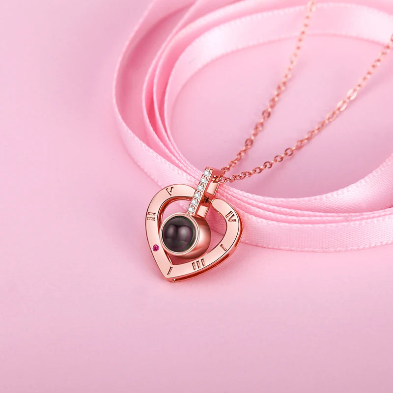 Romantic Love Heart Necklace 100 Languages I Love You Projection Necklace - Lovez Aqua© - 