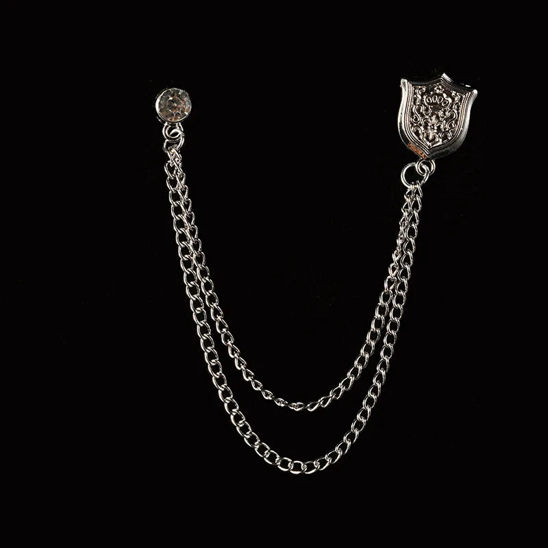 Men’s Vintage Pocket Watch & Antique Key Fob Chain Brooch Lapel Pin