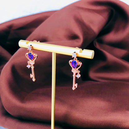 Edwardian Crown Key Natural Teardrop Amethyst Sterling Silver Baroque Earrings