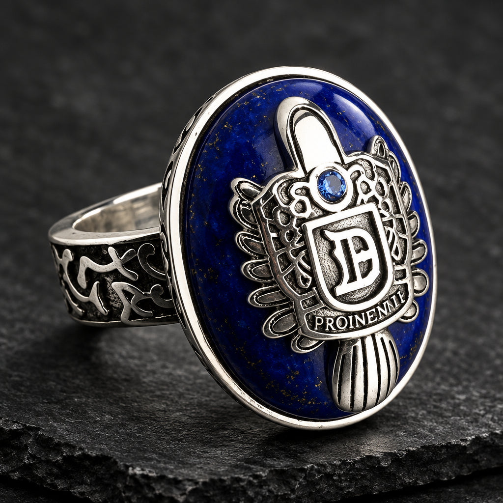 Damon Salvatore 925 Sterling Silver Lapis Lazuli Daylight Ring | Custom Initial