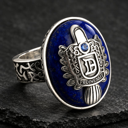 Damon Salvatore 925 Sterling Silver Lapis Lazuli Daylight Ring | Custom Initial