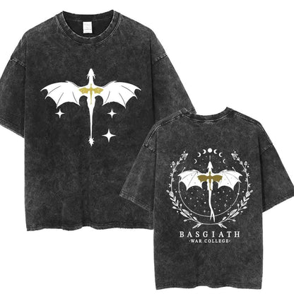 Fourth Wing Basgiath War College Double Sided Dragon Rider Vintage Unisex Shirt - Fourth Wing - H01570 Black / S