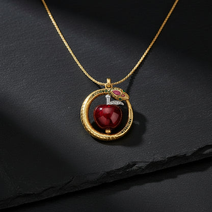 925 sterling silver snake necklace, snake apple necklace, serpent pendant necklace, women’s serpent jewelry, forbidden fruit necklace, red apple pendant, zircon serpent necklace, dark fairytale jewelry, gothic fantasy necklace, snake jewelry women, enchanted garden jewelry, sterling silver serpent, fairytale pendant necklace, dark romantic jewelry, fantasy fine jewelry, symbolic serpent necklace, forbidden apple jewelry, gothic women’s necklace, storybook jewelry, fantasy jewelry women