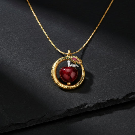 925 sterling silver snake necklace, snake apple necklace, serpent pendant necklace, women’s serpent jewelry, forbidden fruit necklace, red apple pendant, zircon serpent necklace, dark fairytale jewelry, gothic fantasy necklace, snake jewelry women, enchanted garden jewelry, sterling silver serpent, fairytale pendant necklace, dark romantic jewelry, fantasy fine jewelry, symbolic serpent necklace, forbidden apple jewelry, gothic women’s necklace, storybook jewelry, fantasy jewelry women