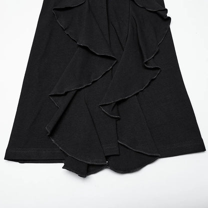 Women's Gothic Vintage Ruffle Flared High Waist Fishtail Black Pants