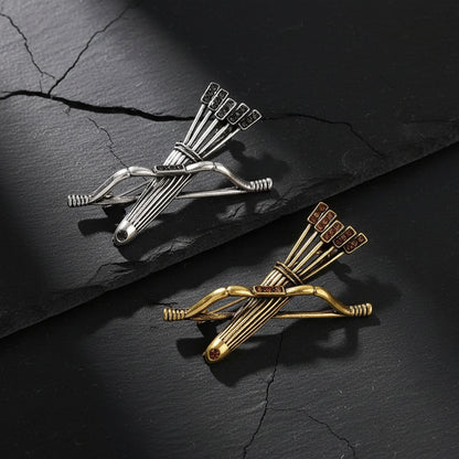 Women’s & Men’s Vintage Archer Bow and Arrow Brooch | Rhinestone Quiver Pin