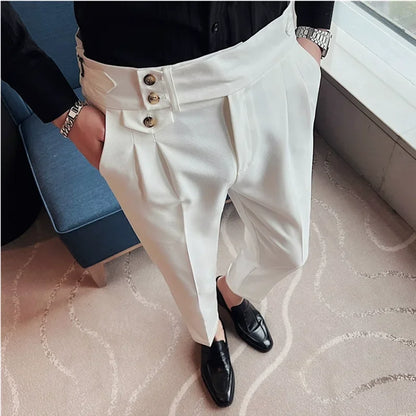 Men’s High-Waisted Pleated Dress Pants | Tailored Formal Trousers