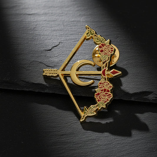 womens bow and arrow pin, floral bow and arrow pin, fantasy enamel pin, crescent moon pin, rose archer pin, hard enamel pin, women’s fantasy jewelry, archer enamel pin, huntress jewelry, rose bow pin, celestial enamel pin, fantasy archer jewelry, fairytale accessories, enchanted forest jewelry, floral weapon pin, moon arrow pin, bookish fantasy accessories, fantasy heroine jewelry, copper enamel pin, romantic fantasy jewelry, once upon a broken heart, jacks, the archer, Evangeline fox, lovezaqua, books