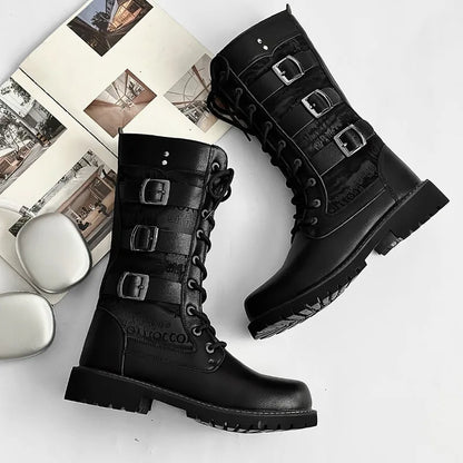 mens combat boots, men's combat boots, black combat boots, mens black boots, men's black boots, buckle combat boots, triple buckle boots, multi buckle boots, lace up combat boots, mens lace up boots, men's lace up boots, mid calf combat boots, mid calf boots men, black buckle boots, lug sole boots, chunky sole boots, punk boots men, punk menswear, gothic mens boots, gothic boots men, alternative menswear, alternative boots, biker style boots, motorcycle inspired boots, rock style boots, black fashion boots,