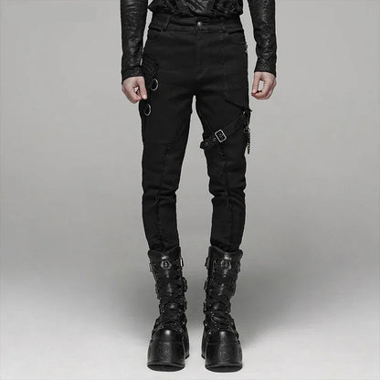 Chaos, Once Upon a Broken Heart, Men’s Gothic Trousers, Men’s Black Gothic Pants, Gothic Slim Fit Trousers, Black D-Ring Trousers, Men’s Strap Pants, Gothic Buckle Trousers, Men’s Alternative Fashion, Men’s Punk Trousers, Black Coated Pants, Men’s Slim Fit Pants, Gothic Hardware Pants, D-Ring Pants, Buckle Strap Pants, Men’s Gothic Clothing, Alternative Men’s Pants, Dark Fashion, Streetwear, Punk Fashion, Full Length Trousers, Men’s Mid Rise Pants, Gothic Outfit, Victorian Gothic Fashion, Dark Academia