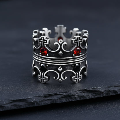 Men’s Gothic Cross Crown Ring | Dark Fantasy Royal Jewelry