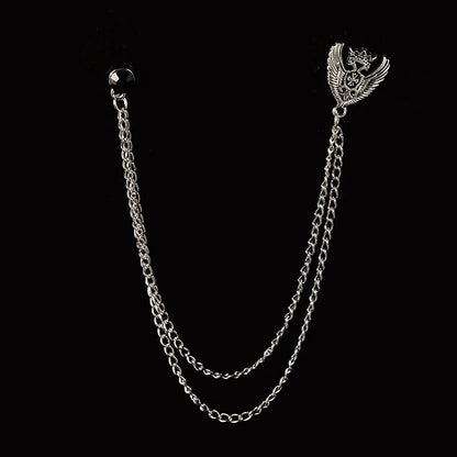 Men’s Vintage Pocket Watch & Antique Key Fob Chain Brooch Lapel Pin