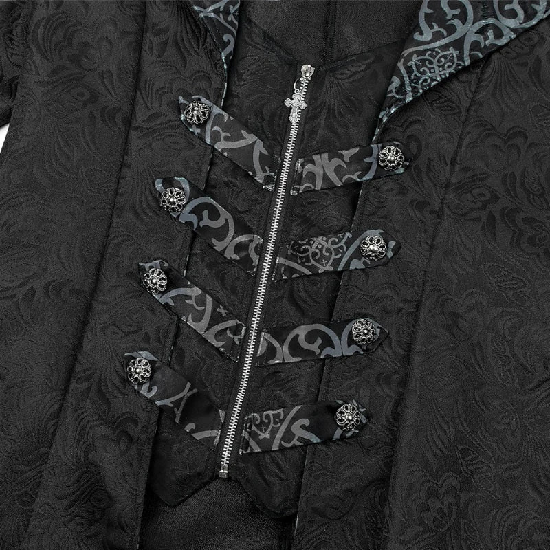 men’s vampire lord coat, Victorian Gothic overcoat men, burgundy damask long coat, black Gothic aristocrat jacket, vampire costume coat male, steampunk Victorian outerwear, Gothic masquerade coat men, dark fantasy long coat, Victorian villain costume men, jacquard vampire jacket, Gothic wedding coat men, Dracula style coat men, aristocratic cosplay jacket, medieval fantasy menswear, dramatic long coat men