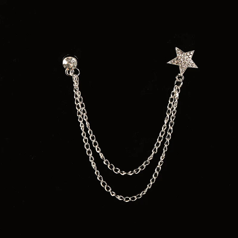 Men’s Vintage Pocket Watch & Antique Key Fob Chain Brooch Lapel Pin