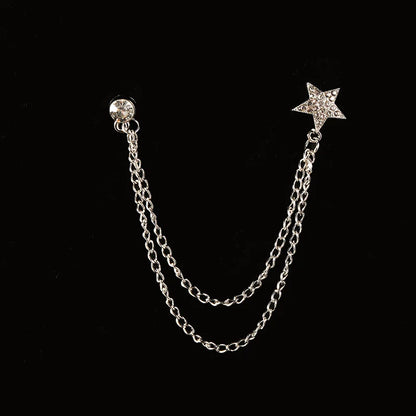 Men’s Vintage Pocket Watch & Antique Key Fob Chain Brooch Lapel Pin