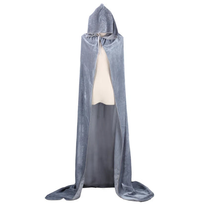 Medieval Renaissance Velvet Long Floor Length Hooded Unisex Cloak with Tie