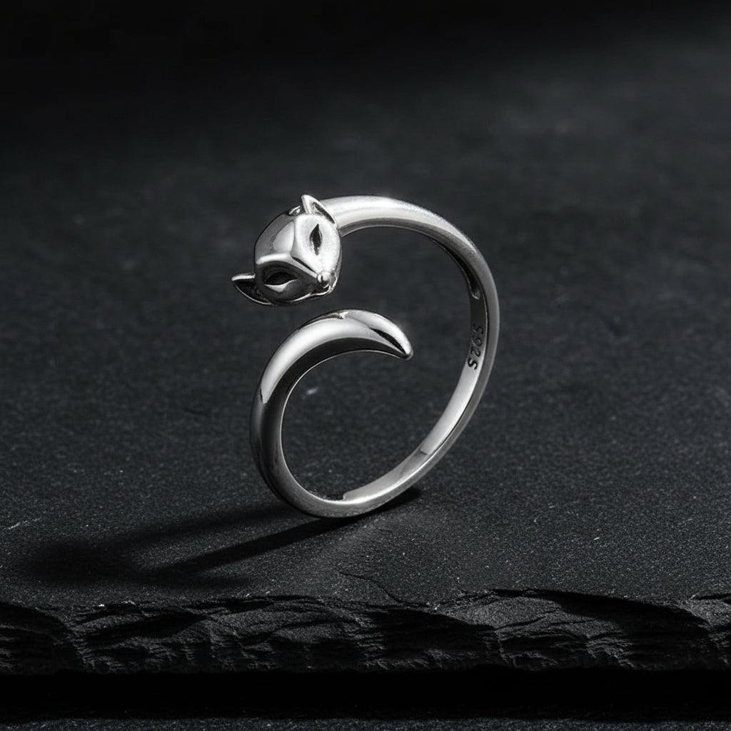 Women’s 925 Sterling Silver Fox Adjustable Wrap Ring