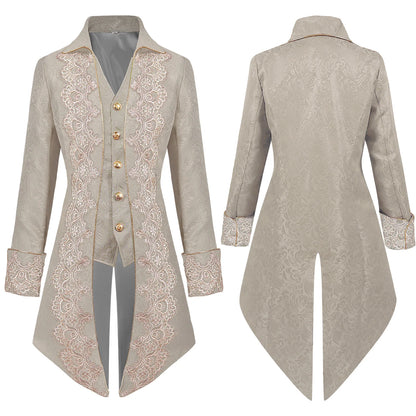 Men’s Aristocratic Renaissance Edwardian Tailcoat Jacket – Regency Brocade Frock Coat