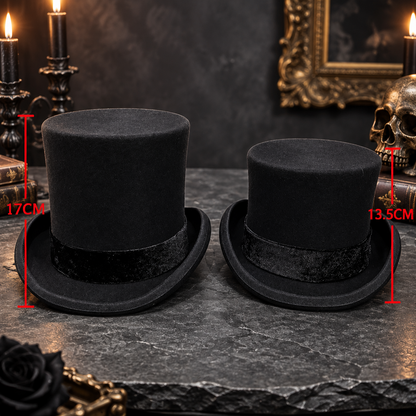 Men’s & Women’s Victorian Wool Felt Top Hat with Ribbon Band